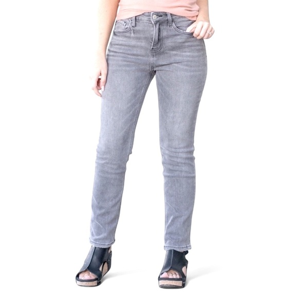 VERVET by Flying Monkey Blue Jeanne High-rise Stretch Slim Straight Gray Jeans - Picture 5 of 5